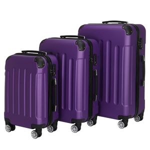 Valigia Trolley 3-in-1 Portatile in ABS Viola 20/24/28" Leggera in Plastica e Gomma con Serratura TSA Design alla Moda - Product Image 4