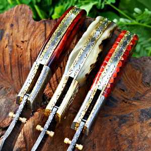 Couteau pliant artisanal de haute qualité en acier Damas, système Liner Lock, pour la poche, EDC, personnalisé, fabricant OEM, fournitures UA, manche en bois, clip - Product Image 6