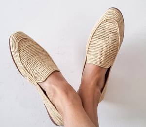 Chaussures pour femmes, mocassins en raphia, chaussures plates marocaines faites à la main - Product Image 2