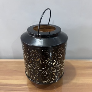 L651 Iron <b>Black</b> Finish Votive Home Decor <b>Lantern</b> Artisan Design - Product Image 3