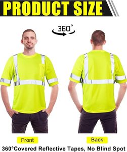 Safety ANSI Class 2 Reflective Polo Shirt Hi Vi <b>Construction</b> Short Sleeve T-Shirt Workwear with Reflective Tape - Product Image 4