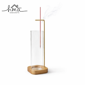 Oval Wooden and Metal Incense Holder with Brass Ball <b>Stick</b> Support Ash Catcher Tray Modern Decorative Home Fragrance Stand - Product Image 5