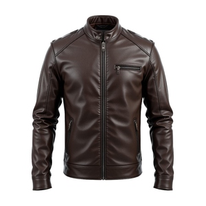 Stylish Cropped <b>Straight</b> Fit Leather Winter <b>Jacket</b> Men Funnel Neck Zip Cowhide Bomber Waterproof Custom <b>Jacket</b> - Product Image 3