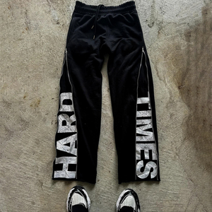 Pantalon ample imprimé pour homme avec demi-fermeture éclair, style streetwear, coupe décontractée avec fermeture éclair graphique dissimulée, mode décontractée - Product Image 1