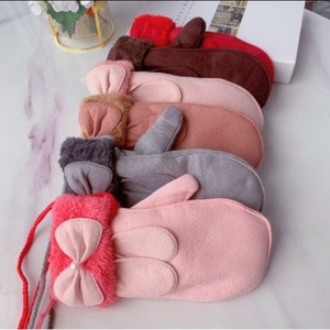 Fashion Women's Winter Fingerless <b>Gloves</b> Faux <b>Fur</b> Trim Warm Knitted Wrist Length Casual Thermal Cotton Spandex Touchscreen - Product Image 2