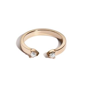 Custom 14K Solid Gold Trillion Cut Lab Grown Diamond Open Cuff <b>Ring</b> V Prong Set Bezel Flatiron Midi <b>Stacking</b> Bands Factory Price - Product Image 1