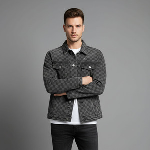 High Quality Custom Made 100% Cotton 14 OZ <b>Denim</b> Fabric Vintage wash with laser print Custom Embroidery Logo <b>Denim</b> <b>Jacket</b> Men's - Product Image 6