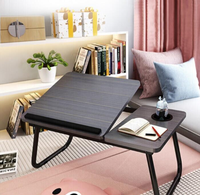 Support d'ordinateur portable pliable et réglable Global Orbit GO-10 avec plateau porte-gobelet pour lit ou lecture, surface en MDF