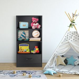 Libreria Angolare Stile Fattoria con 4 Ripiani Aperti, Cassetto e Dispositivo Anti-Ribaltamento - Libreria in Legno MDF - Product Image 6
