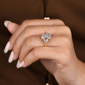Women's 18K Solid Gold Rose Gold Plated Asscher Cut Diamond Engagement <b>Ring</b> Classic Geometric Style - Product Image 2