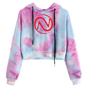 Custom Logo Women Streetwear Printed Short Cropped Hoodie Drawstring Sporty High Waist Long Sleeve Dance Institution Sportswear - Product Image 4