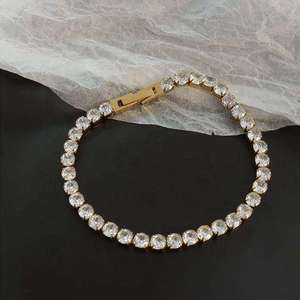 Pulsera de tenis de joyería fina de estilo popular, con corte brillante redondo, de moda, con elementos de oro de 18K, engaste de canal, unisex - Product Image 1