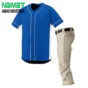 Custom Royal Blue Baseball Uniform <b>Set</b> Full Button Jersey with Pinstripe Pants Performance Breathable Team Sportswear - Product Image 1