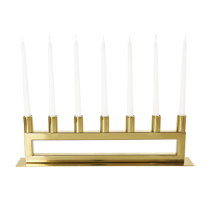 Modern Brass <b>Candle</b> Stand With Seven White <b>Candles</b> For Home Decoration At <b>Cheap</b> Price - Product Image 1