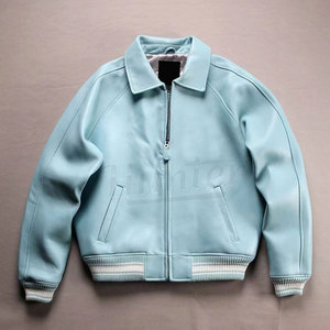 Veste en cuir pour motard homme, qualité supérieure, vente directe d'usine, coupe-vent, col montant, fermeture éclair, collection hiver - Product Image 3