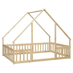 เตียงไม้ทรงบ้านสำหรับเด็ก พร้อมรั้วกั้น - Product Image 3