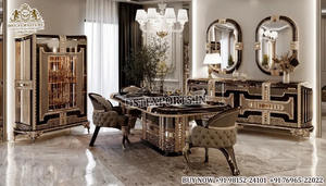 Majestic Look Red Velvet 8 Seater <b>Dining</b> Table <b>Set</b> Bespoke French Style <b>Dining</b> Room Furniture Deluxe Neo Classical <b>Dining</b> Chairs - Product Image 4