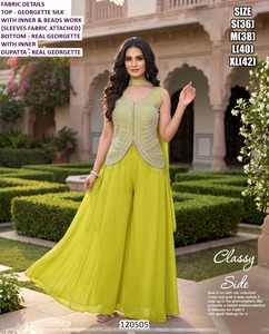 Bandhani Georgette Zivara Roop Elegance Traditional Party Sharara Set Floor-Length Quick Dry - Product Image 2