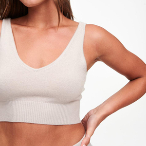 Top Corto Halter de Punto Blanco para Mujer, Color Personalizado, Informal, Transpirable, de Spandex, Algodón y Lona, de Secado Rápido - Product Image 6