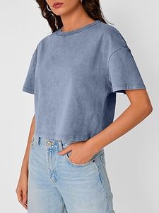 Custom Acid Wash Oversized Plain T Shirt Women Heavyweight Blank Cotton Tee Drop Shoulder Casual Street Wear <b>Tops</b> - Product Image 3