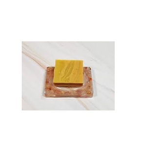 <b>Simple</b> Resin Square <b>Soap</b> Dish with Drainage Ridges Easy Cleaning for Bathroom Use Plastic Material Red Resin Style - Product Image 1