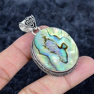 Natural <b>Abalone</b> <b>Shell</b> Gemstone Pendant 925 Silver Plated Handmade Jewelry For Everyday Wear - Product Image 1