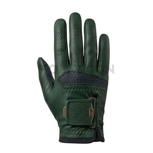 Green Genuine Leather Golf Gloves Full Finger Non-Slip Breathable Adjustable Wrist <b>Strap</b> Unisex Sports Model - Product Image 3