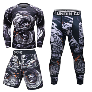 Ensemble de rashguard de compression pour hommes avec imprimé dragon, manches longues, spandex, séchage rapide, UPF50+, MMA, BJJ, Kickboxing, tenue de sport - Product Image 5