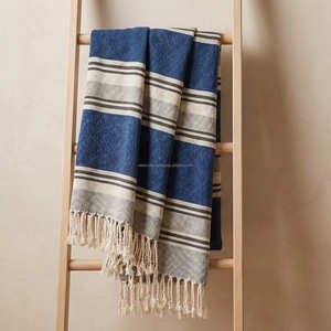 Manta de Algodón Tejida a Rayas Informal, Transpirable, para Todas las Estaciones, con Flecos, Decoración para Sala de Estar, Ligera, para Cama, de Fábrica - Product Image 4