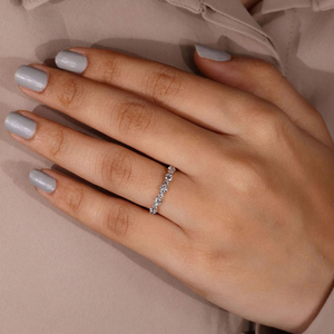 Round Diamond Eternity Band Wedding <b>Ring</b> Half Eternity <b>Stacking</b> <b>Ring</b> Dainty Diamond Band for Women - Product Image 5
