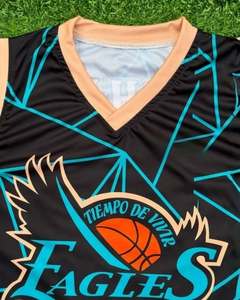 <b>Elite</b> Sportswear Hub Sublimated Basketball Jersey Set Black White V-Neck Sleeveless Moisture Wicking Adult Unisex Uniforms - Product Image 6