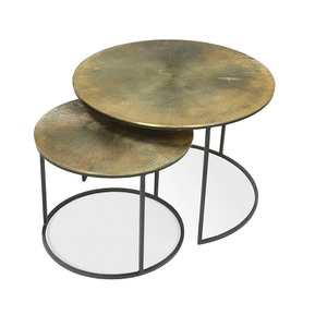 Contemporary Home Metal <b>Nesting</b> <b>Tables</b> With Metal Top Space Saving Design Ideal For Modern Furniture Collection - Product Image 1