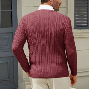 Suéteres de punto lisos hechos a medida para hombre, suéteres casuales de cuello redondo largo, en oferta, para hombre - Product Image 2