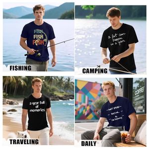 เสื้อยืดแขนสั้นผู้ชาย ลายกราฟิกตกปลา คอกลม สวมใส่สบาย ผ้าเนื้อนุ่มพิเศษ ทรงปกติ ใส่ได้ทุกวัน ผ้าฝ้าย 100% สำหรับฤดูร้อน - Product Image 6