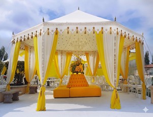 บริการติดตั้งเต็นท์งานแต่งงาน Heena พร้อมตกแต่งหรูหราสไตล์มหาราชาอินเดีย เต็นท์งานแต่งงานพรีเมียมสีน้ำเงินและสีขาว พร้อมจัดเตรียมเต็นท์สำหรับงานอีเว้นท์ - Product Image 2