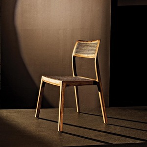 High quality teak wood dining <b>chair</b> with natural color finishing with rattan seat and backrest for indoor and <b>outdoor</b> use. - Product Image 1