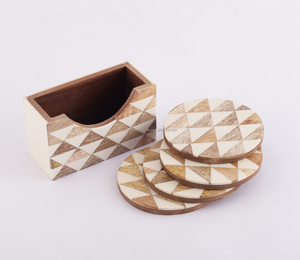 Sous-verres en bois et résine faits à la main, écologiques, au design indien traditionnel et classique, services à thé personnalisés, vaisselle KISWAH CRAFT Uttar - Product Image 6