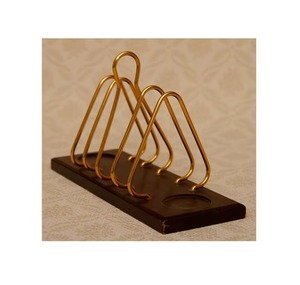 Modern Metal <b>Toast</b> <b>Holder</b> with Wooden Base-Multifunctional Durable Holds Bagels Crumpets & Waffles - Product Image 4
