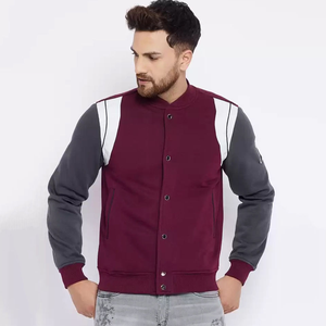 Custom Slim Canvas Zipper Front Casual Winter Graphic Varsity <b>Jacket</b> for Men Black & <b>White</b> High-Contrast - Product Image 1
