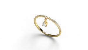 Anillo de Lujo de Oro de 18K con Diamantes Colgantes, Anillo con Corte de Pera, Anillo de Eternidad con Micro Pavé, Anillo de Eternidad Apilable, Joyería Fina para Mujer - Product Image 2