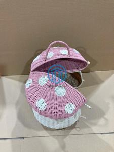 <b>Foldable</b> Rattan Mushroom Storage House Handmade Kids Toy <b>Basket</b> Woven Nursery Organizer Natural Montessori Playroom Storage Eco - Product Image 3
