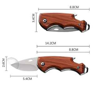Couteau pliant EDC en acier carbone de qualité supérieure, manche en bois, lame tranchante comme un rasoir, couteau de poche pour l'extérieur, fournisseur OEM - Product Image 4
