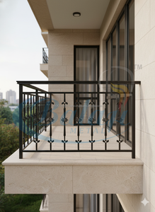 Balustre d'escalier en fer forgé moderne de haute qualité, design sans cadre, résistant à l'eau, avec motif graphique pour balcon - Product Image 2