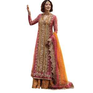 ชุดเดรสแฟนซีสำหรับสาวปากีสถานขายดี สำหรับงานแต่งงานและงานปาร์ตี้ ประดับด้วยลูกปัดอย่างสวยงามและงานปักที่งดงาม - Product Image 1