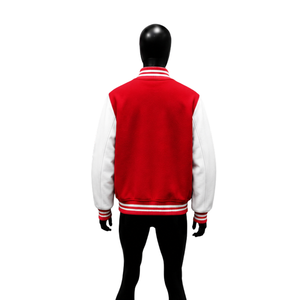 PREMIUM LETTERMAN RED AND WHITE VARSITY <b>JACKET</b> <b>FOR</b> <b>MEN</b> CASUAL COLLEGE <b>BASEBALL</b> FLEECE OUTERWEAR FASHIONABLE WINTER WEAR Regular - Product Image 2