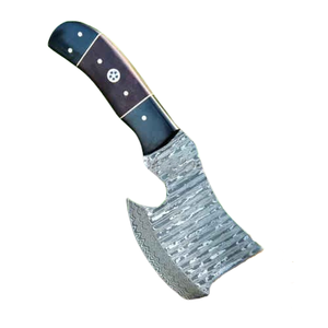 Hacha Tomahawk de Acero de Damasco de Grado Industrial de 13 Pulgadas, Uso Multiusos, con Mango de Madera y Funda de Cuero - Product Image 1