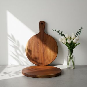 Elegante Tabla para Pizza de Madera de Teca con Asa - Utensilios de Cocina Modernos - Product Image 4