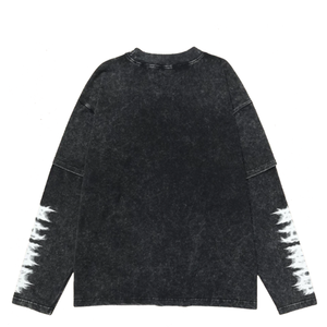 Camiseta Oversize Y2K con Lavado Ácido, 300 GSM, Algodón Pesado de Doble Capa, Manga Larga, Corte Cuadrado, Producción OEM Personalizada - Product Image 2