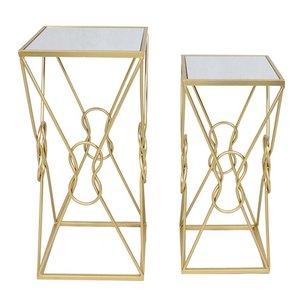 Modern Urban Style Metal Nesting Coffee Table Set with Premium Wooden Top <b>Space</b> Saving Stackable Tables for Living Room Decor - Product Image 1