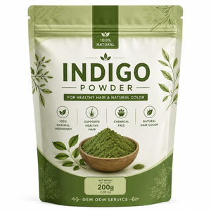Poudre de feuilles d'indigo 100% pure de qualité supérieure, naturelle, 200g, en vrac, favorise une croissance capillaire saine et lisse - Product Image 1
